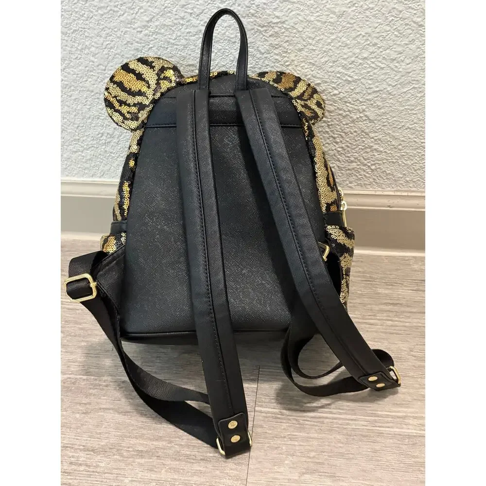 NEW Disney Loungefly Backpack Animal Kingdom Minnie Mouse Leopard Print Bag